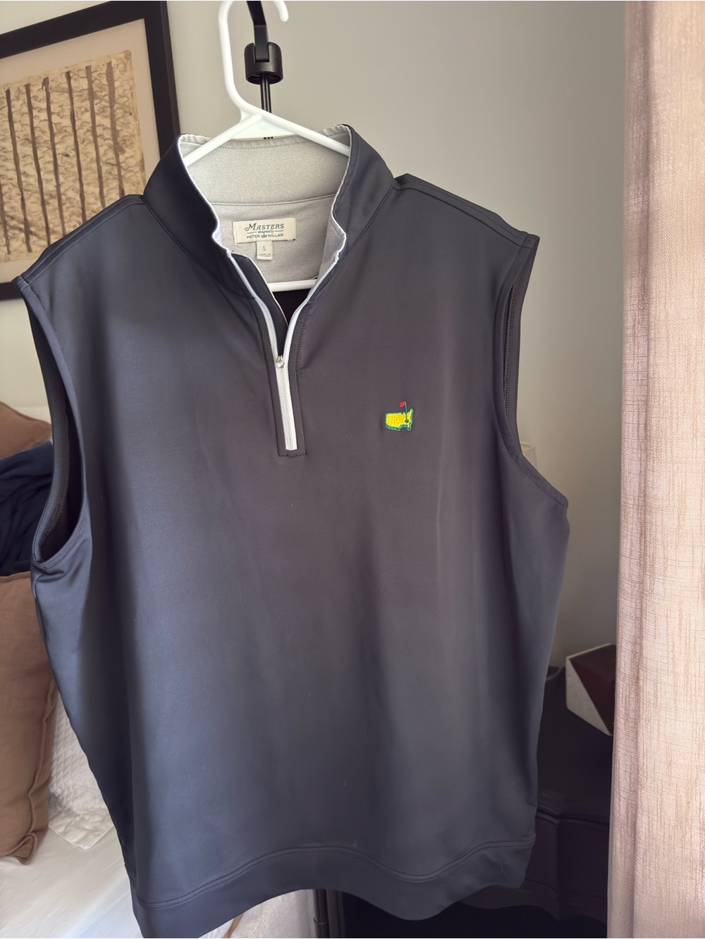 Masters Peter Millar Black Sleeveless Golf Vest with Embroidered Logo